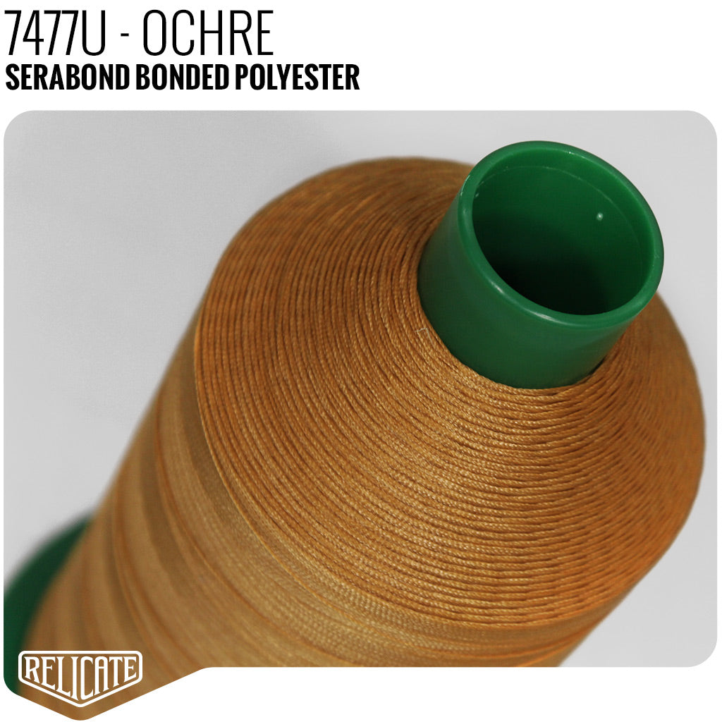 Serabond Bonded Polyester Outdoor Thread - SIZE 30 (TEX 90) Ochre - 7477U - Size 30 (TEX 90) - 8 OZ - Relicate Leather Automotive Interior Upholstery