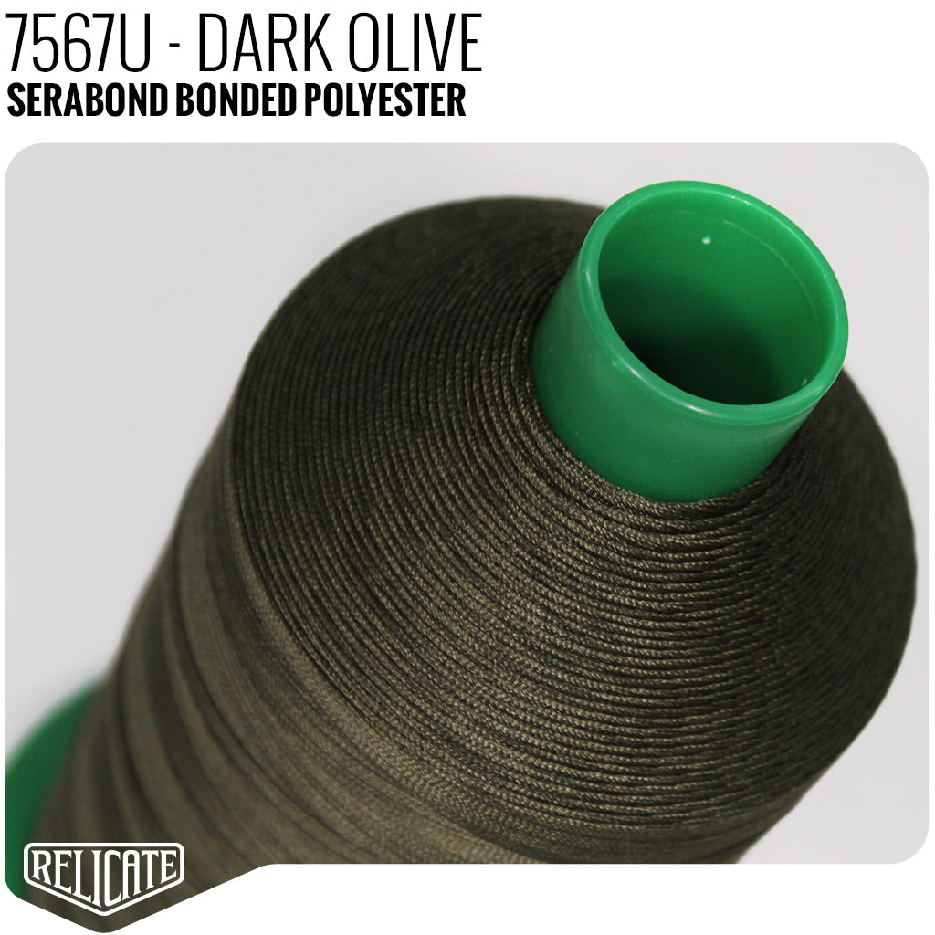 Serabond Bonded Polyester Outdoor Thread - SIZE 15 (TEX 210) Dark Olive - 7567U - Size 15 (TEX 210) - 1 LB - Relicate Leather Automotive Interior Upholstery