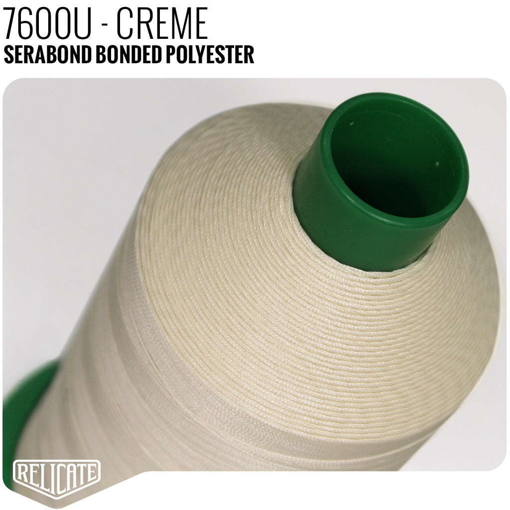 Serabond Bonded Polyester Outdoor Thread - SIZE 30 (TEX 90) - 8OZ Creme - 7600U - Size 30 (TEX 90) - 8 OZ - Relicate Leather Automotive Interior Upholstery
