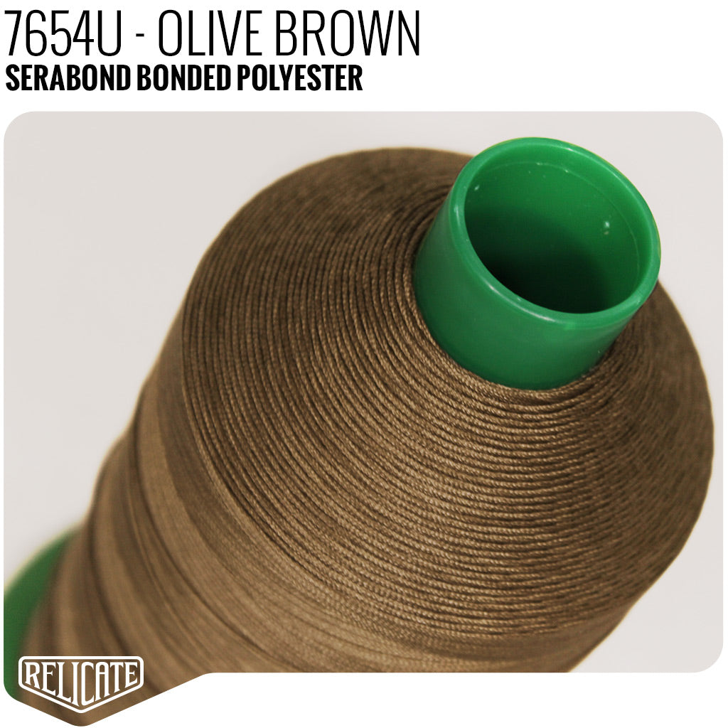 Serabond Bonded Polyester Outdoor Thread - SIZE 20 (TEX 135) Olive Brown - 7654U - Size 20 (TEX 135) - 1LB - Relicate Leather Automotive Interior Upholstery
