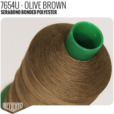 Serabond Bonded Polyester Outdoor Thread - SIZE 15 (TEX 210) Olive Brown - 7654U - Size 15 (TEX 210) - 1 LB - Relicate Leather Automotive Interior Upholstery