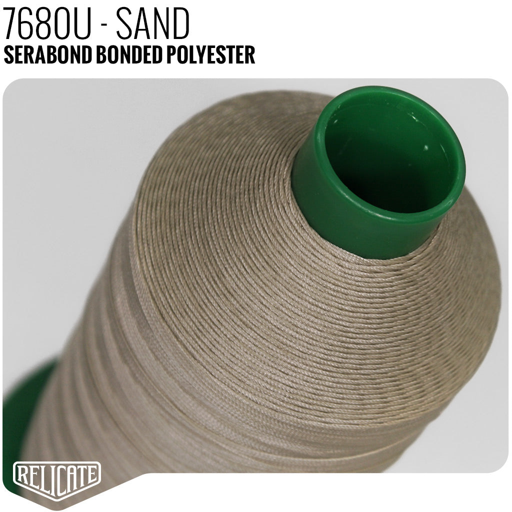 Serabond Bonded Polyester Outdoor Thread - SIZE 20 (TEX 135) Sand - 7680U - Size 20 (TEX 135) - 1LB - Relicate Leather Automotive Interior Upholstery