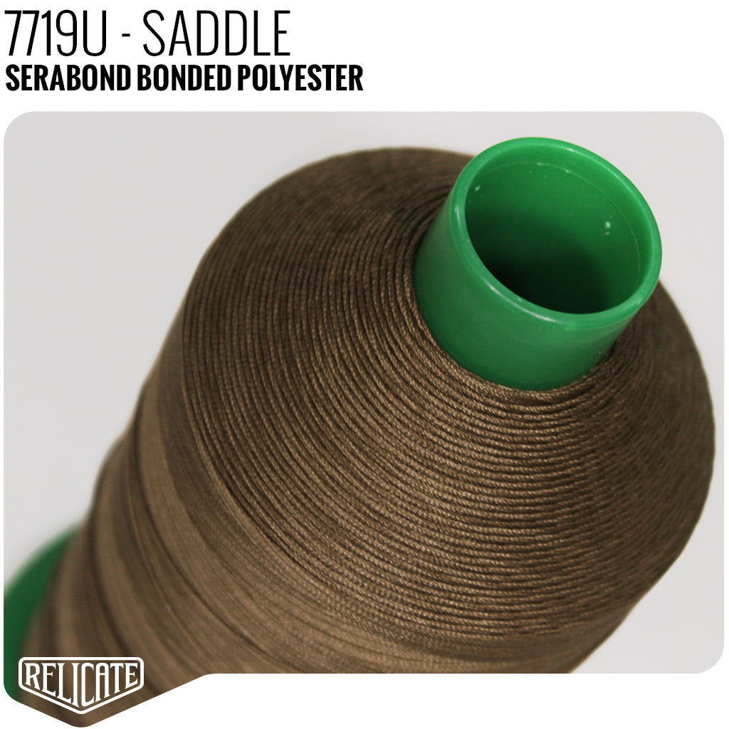 Serabond Bonded Polyester Outdoor Thread - SIZE 15 (TEX 210) Saddle - 7719U - Size 15 (TEX 210) - 1 LB - Relicate Leather Automotive Interior Upholstery