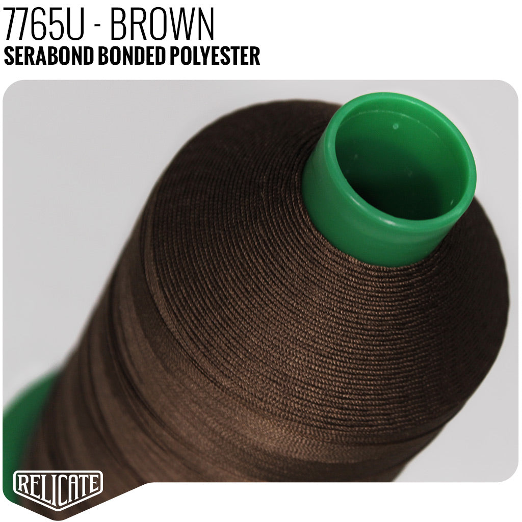 Serabond Bonded Polyester Outdoor Thread - SIZE 30 (TEX 90) - 8OZ Brown - 7765U - Size 30 (TEX 90) - 8 OZ - Relicate Leather Automotive Interior Upholstery