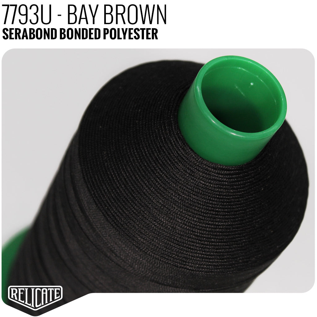Serabond Bonded Polyester Outdoor Thread - SIZE 30 (TEX 90) - 8OZ Bay Brown - 7793U - Size 30 (TEX 90) - 8 OZ - Relicate Leather Automotive Interior Upholstery