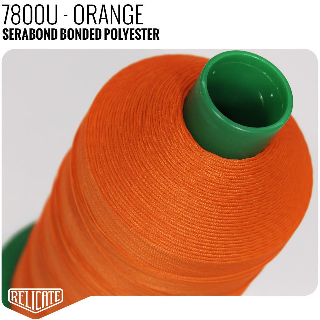 Serabond Bonded Polyester Outdoor Thread - SIZE 30 (TEX 90) - 8OZ Orange - 7800U - Size 30 (TEX 90) - 8 OZ - Relicate Leather Automotive Interior Upholstery
