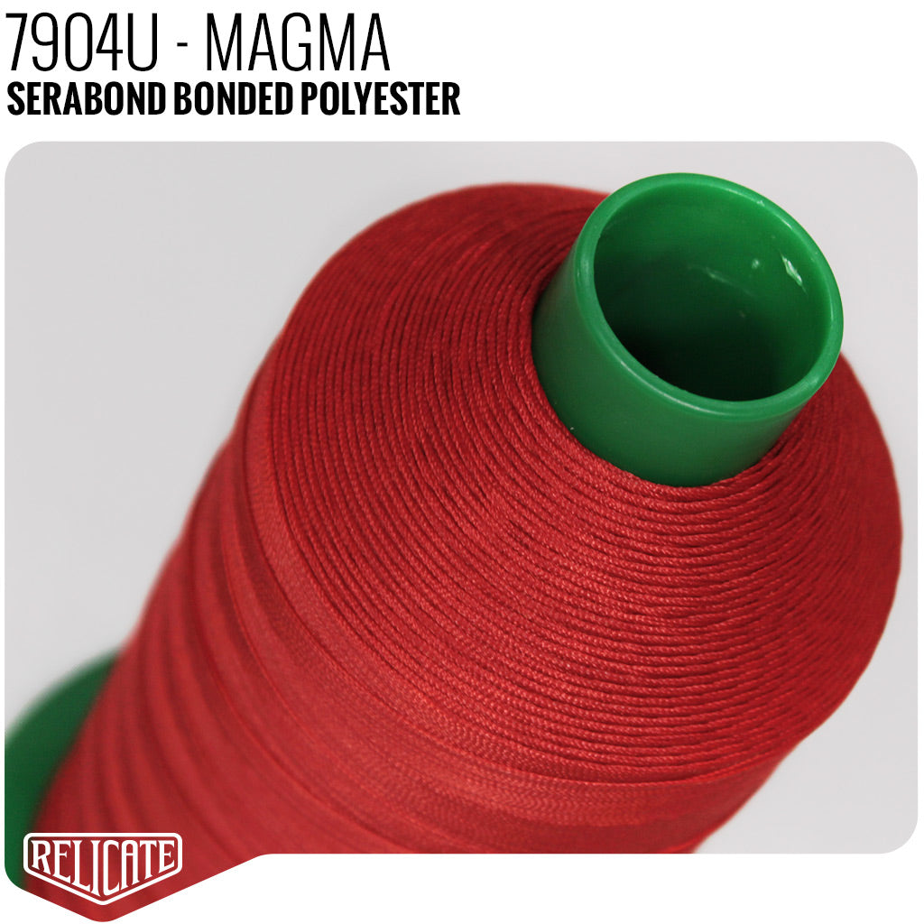 Serabond Bonded Polyester Outdoor Thread - SIZE 30 (TEX 90) Magma - 7904U - Size 30 (TEX 90) - 8 OZ - Relicate Leather Automotive Interior Upholstery