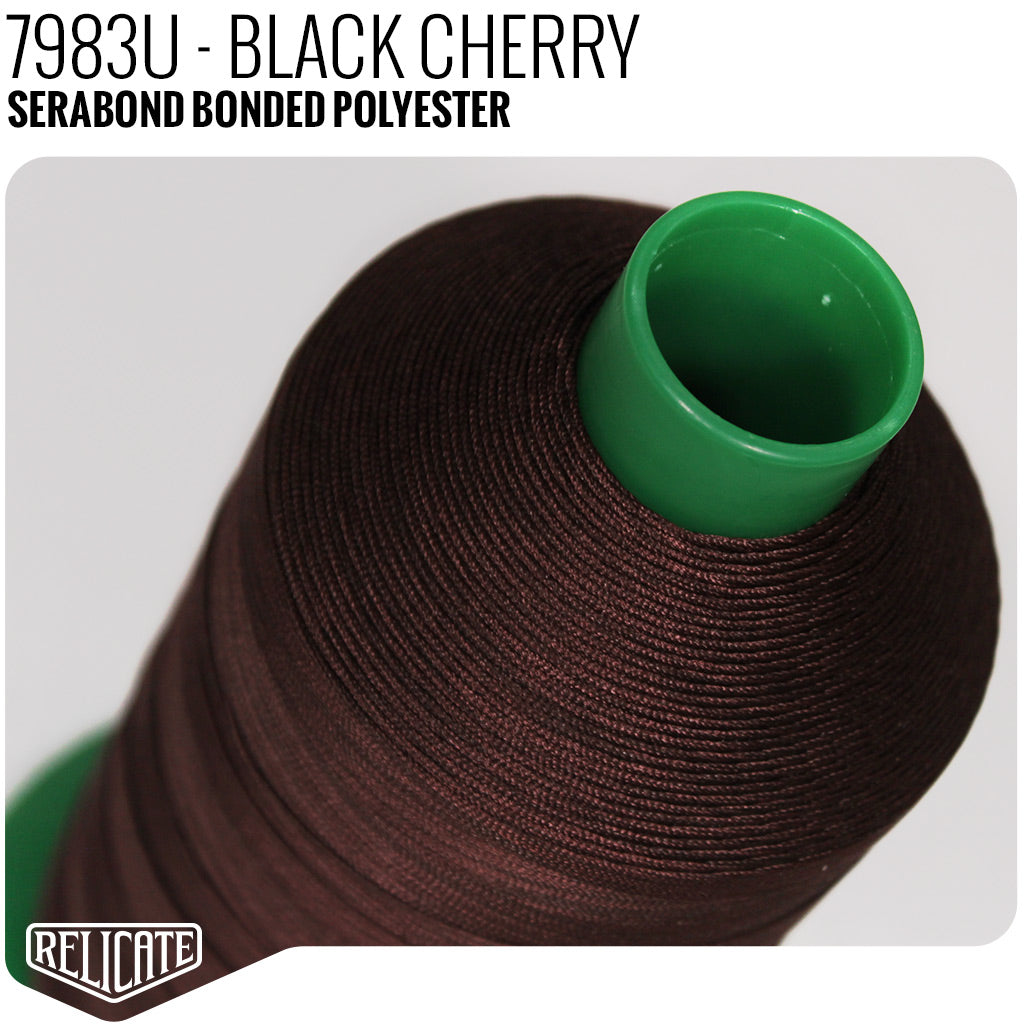 Serabond Bonded Polyester Outdoor Thread - SIZE 30 (TEX 90) - 8OZ Black Cherry - 7983U - Size 30 (TEX 90) - 8 OZ - Relicate Leather Automotive Interior Upholstery