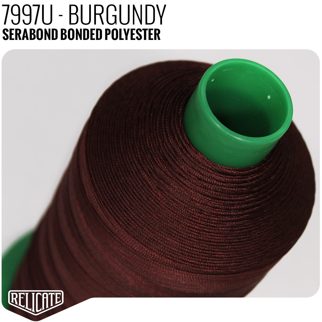 Serabond Bonded Polyester Outdoor Thread - SIZE 30 (TEX 90) - 8OZ Burgundy - 7997U - Size 30 (TEX 90) - 8 OZ - Relicate Leather Automotive Interior Upholstery