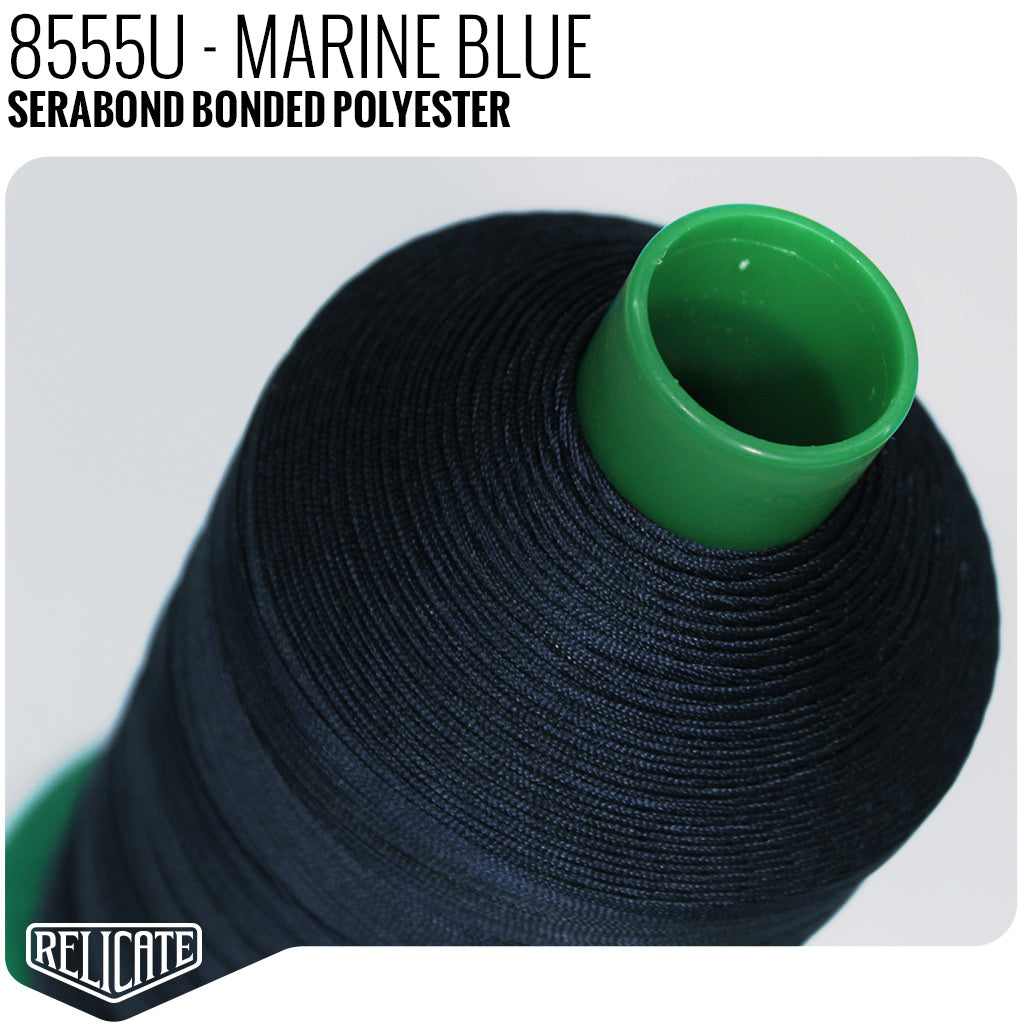 Serabond Bonded Polyester Outdoor Thread - SIZE 30 (TEX 90) - 8OZ Marine Blue - 8555U - Size 30 (TEX 90) - 8 OZ - Relicate Leather Automotive Interior Upholstery