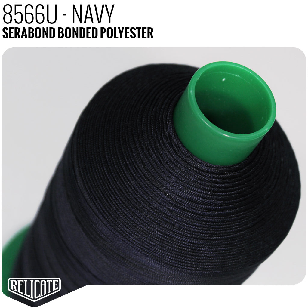 Serabond Bonded Polyester Outdoor Thread - SIZE 30 (TEX 90) - 8OZ Navy - 8566U - Size 30 (TEX 90) - 8 OZ - Relicate Leather Automotive Interior Upholstery