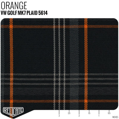 Plaid by the Linear Foot VW Golf - Orange 5614 - Linear Foot - Relicate Leather Automotive Interior Upholstery