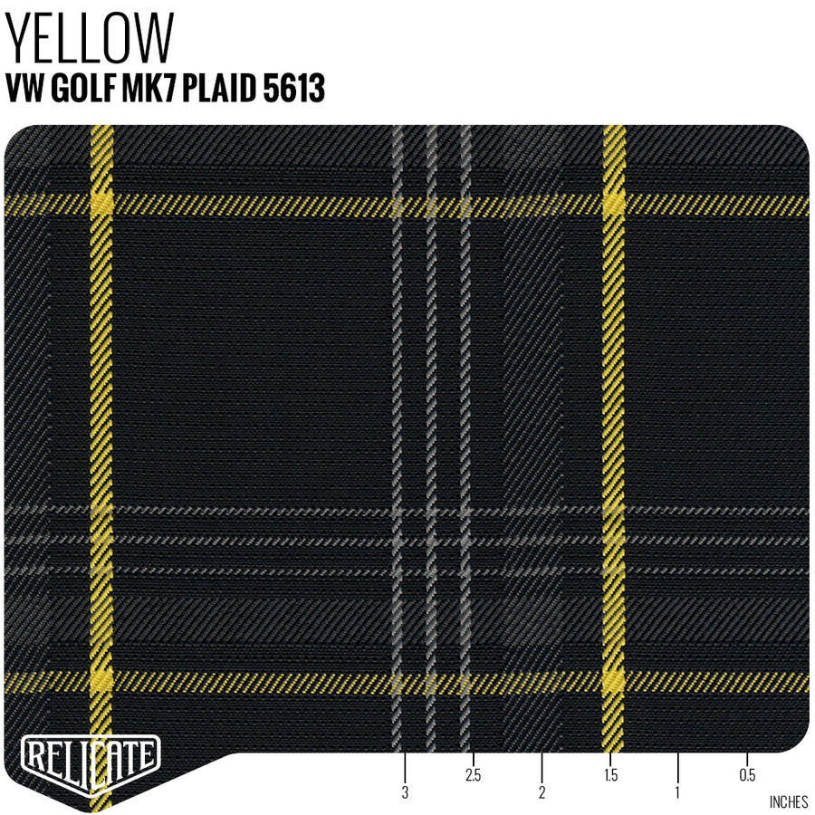 Golf MK7 Style Plaid Tartan Fabric - Yellow Product / Yellow - Relicate Leather Automotive Interior Upholstery