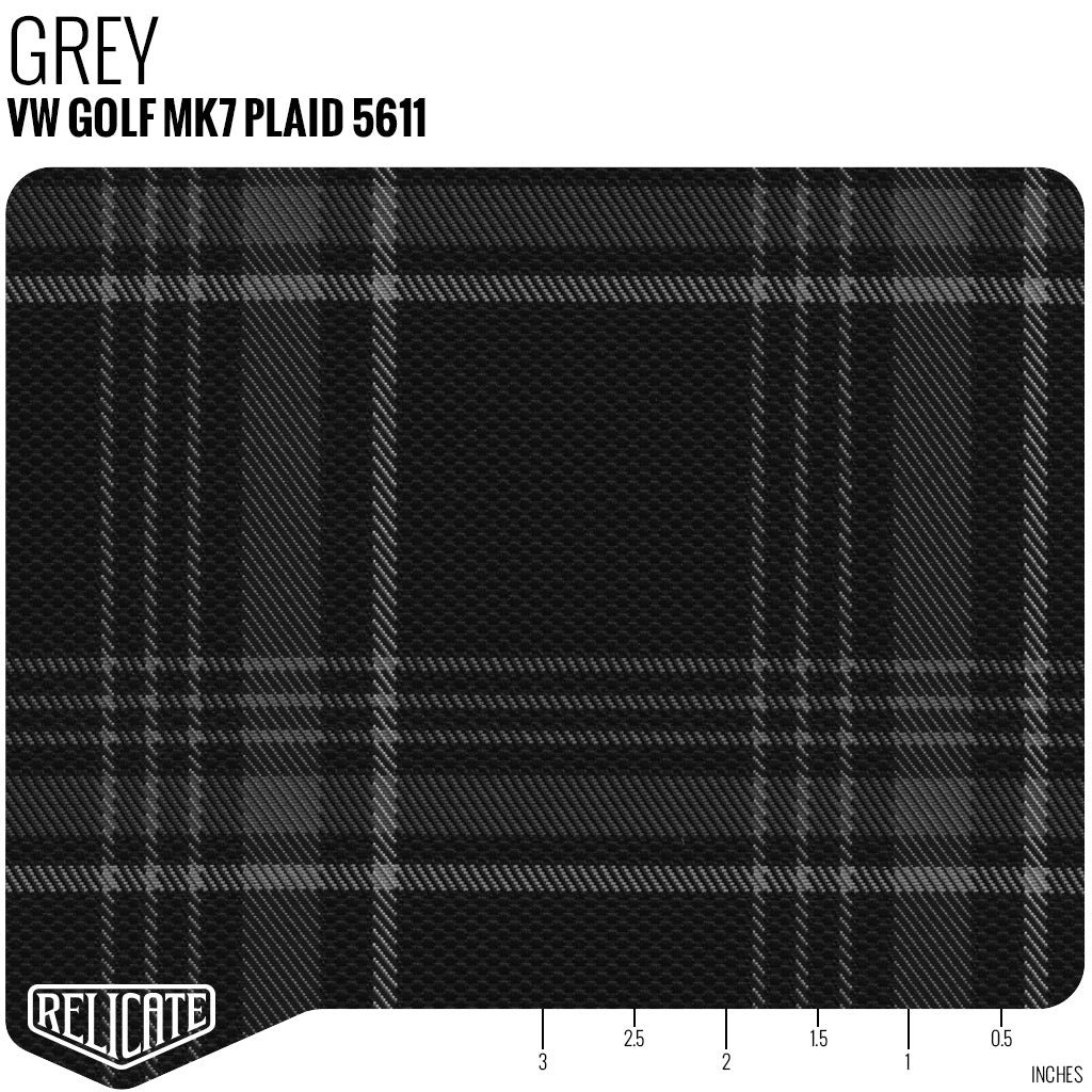 Golf MK7 Clark Plaid Tartan Fabric - Grey Product / Grey - Relicate Leather Automotive Interior Upholstery