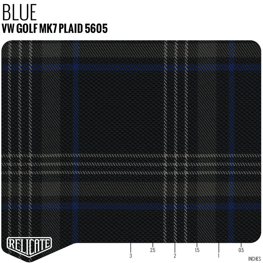 Golf MK7 Clark Plaid Tartan Fabric - Blue Product / Blue - Relicate Leather Automotive Interior Upholstery