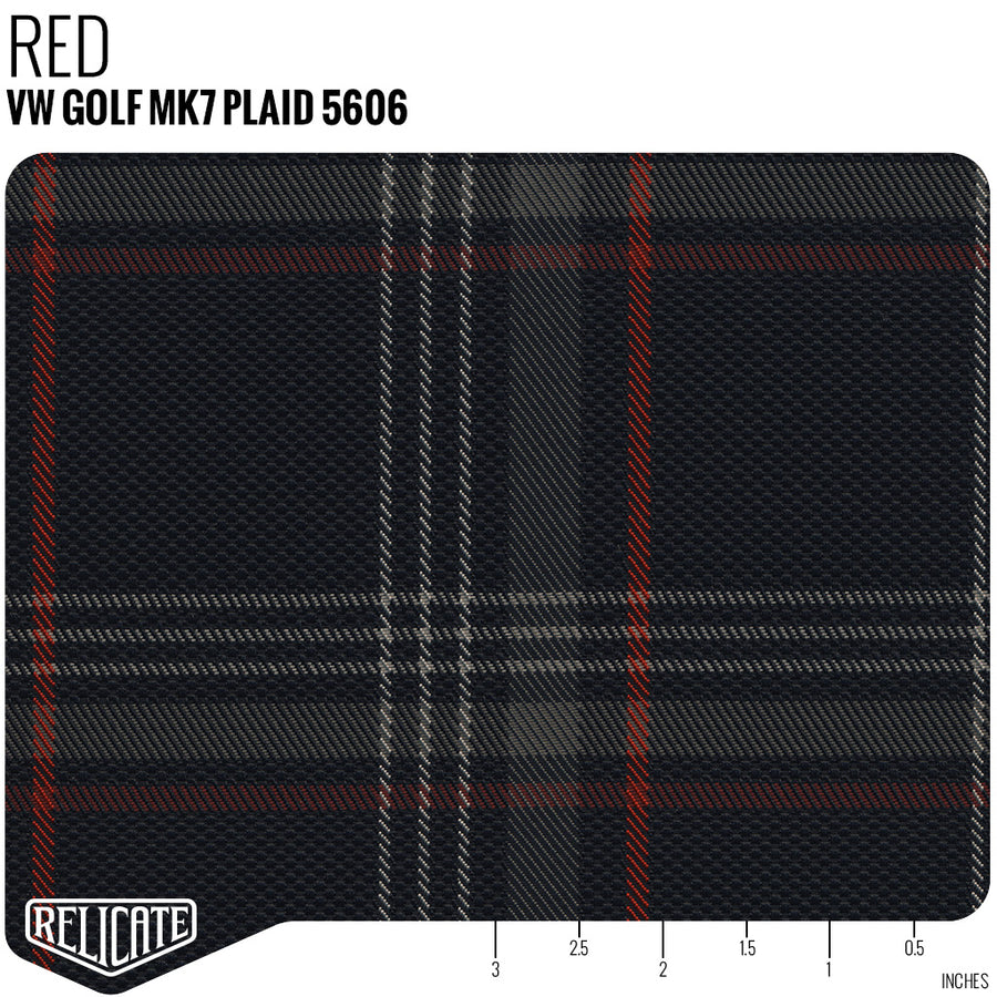 Golf MK7 Clark Plaid Tartan Fabric - Red Product / Red - Relicate Leather Automotive Interior Upholstery