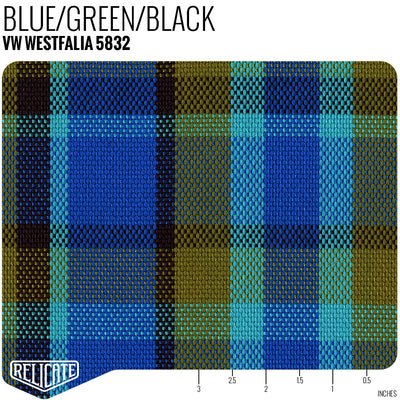 Plaid by the Linear Foot VW Westfalia - Blue 5832 - Linear Foot - Relicate Leather Automotive Interior Upholstery