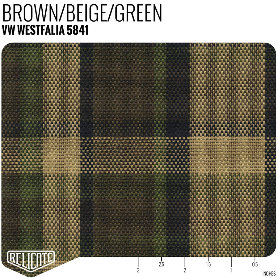 Westfalia Plaid Fabric - Brown Product / Brown/Beige/Green - Relicate Leather Automotive Interior Upholstery